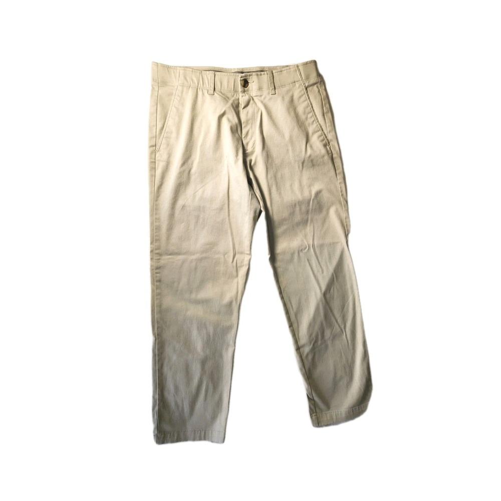 Life Khaki by Haggar Men's 34x30(29) Stretch Comfort Chino Straight Leg Tan EUC